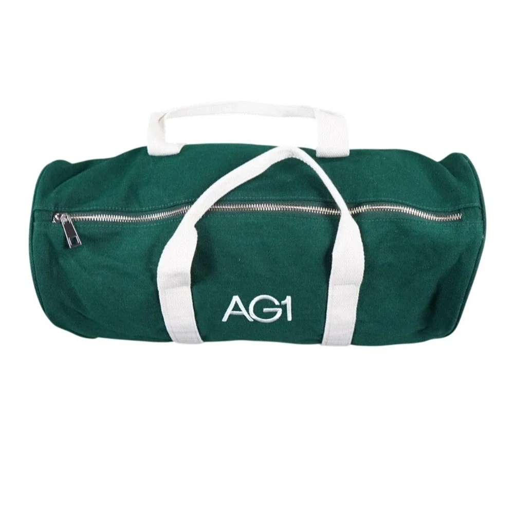AG1 Duffle Bag Unisex Medium Green Canvas Athletic Greens Gym Travel Bag